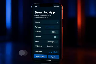 Smartphone showing a streaming app settings screen