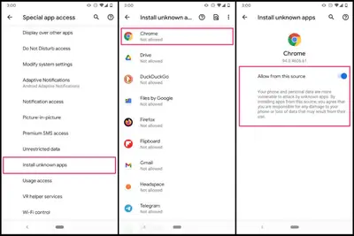 Android install unknown apps permission screen