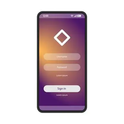 Smartphone showing a generic sign-in screen with username and password fields