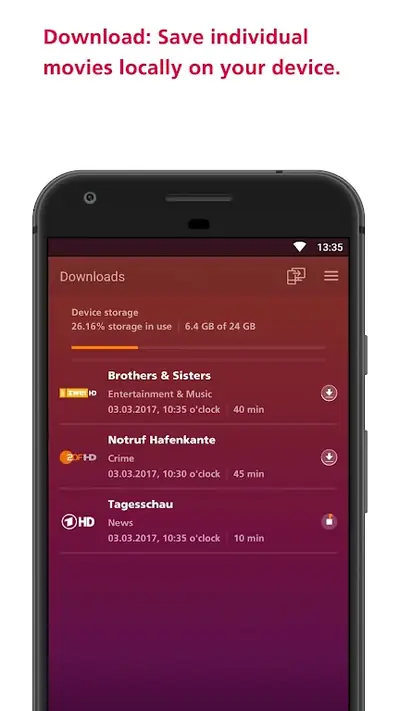 Smartphone showing a video download progress screen