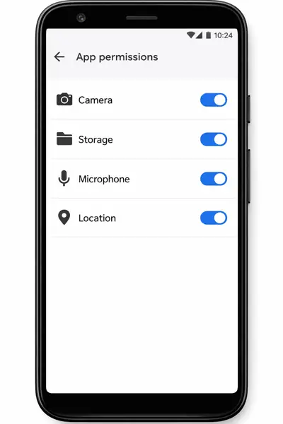 Android app permissions toggles on a smartphone