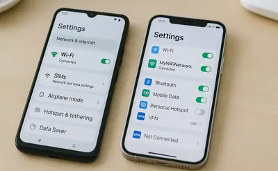 Two smartphones showing Wi-Fi settings side by side